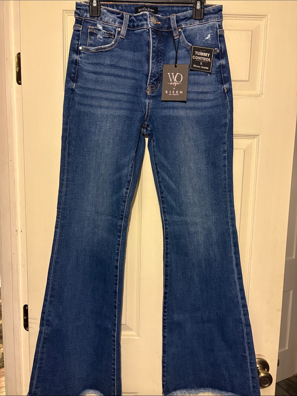 High-Rise Flare Jeans with Raw Hem